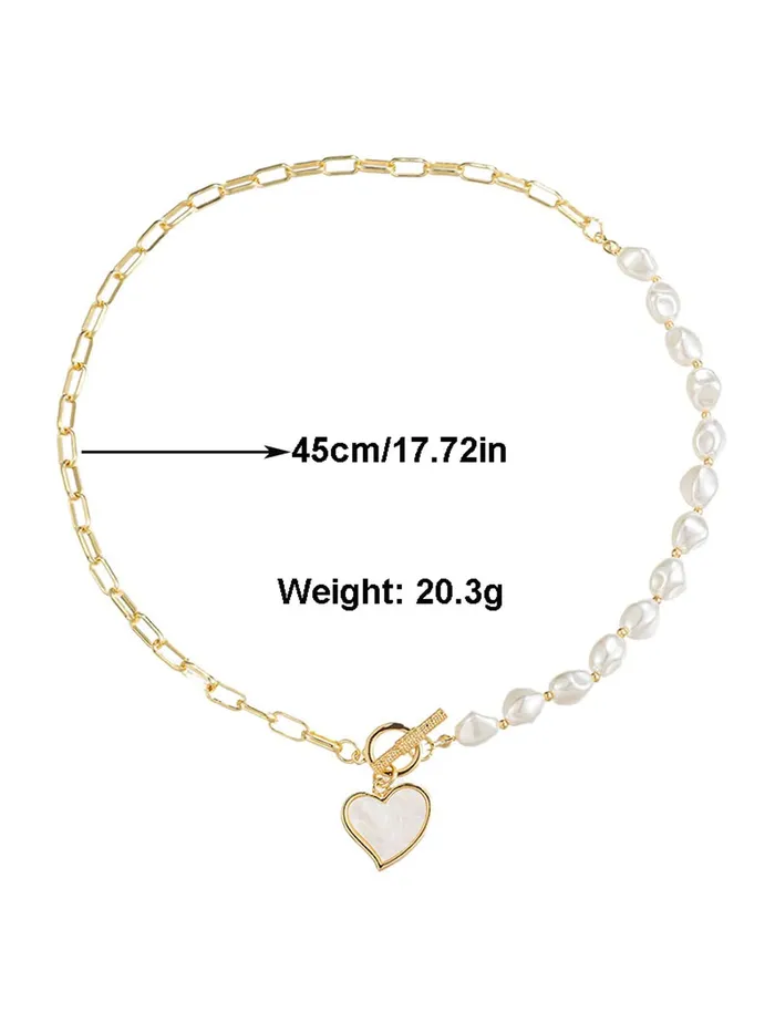 Earrings Yellow Chimes Necklace for Women and Girls Pearl Necklace for Women Gold Plated Heart Charm Choker Necklace for Girls Birthday Gift for girls and women Anniversary Gift for Wife Yellow Chimes