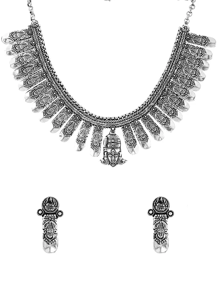 Earrings Yellow Chimes Oxidised Jewellery Set for Women Authentic Kolhapuri Work Handmade Silver Traditional Durga Ma Choker Necklace Sets for Women and Girls Yellow Chimes Earrings Yellow Chimes Oxidised Jewellery Set for Women Authentic Kolhapuri Work Handmade Silver Traditional Durga Ma Choker Necklace Sets for Women and Girls Yellow Chimes