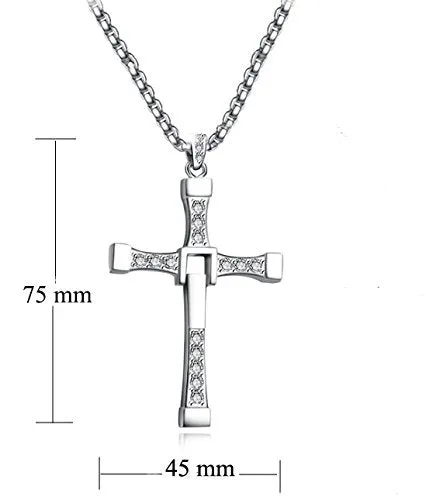 Earrings Yellow Chimes Pendant for Men and Boys Silver Pendants For Men Crystal Studded Pendent with Chain Vin diesel Smart Cross Pendant Chain for Men Birthday And Anniversary Gift Yellow Chimes