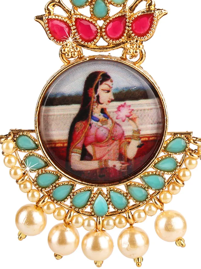Earrings Yellow Chimes Rajwada Stylish Traditional Pearl Chandbali Earrings for Women and Girls Yellow Chimes
