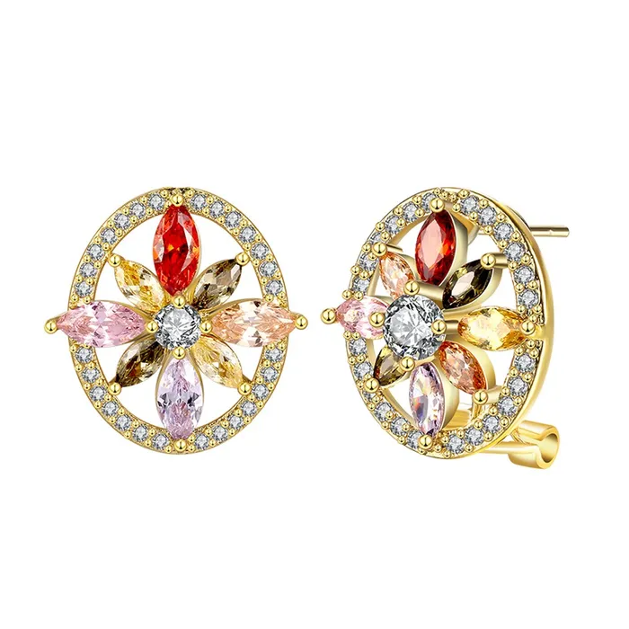 Earrings Yellow Chimes Swiss AAA Zircon Multicolor Oval Earrings for Women and Girls Yellow Chimes Earrings Yellow Chimes Swiss AAA Zircon Multicolor Oval Earrings for Women and Girls Yellow Chimes