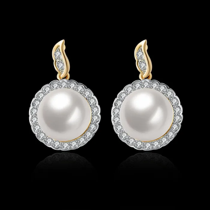 Earrings Yellow Chimes Yellow Chimes A5 Grade Crystal Champagne Gold Plated Pearl Earrings for Women Girls