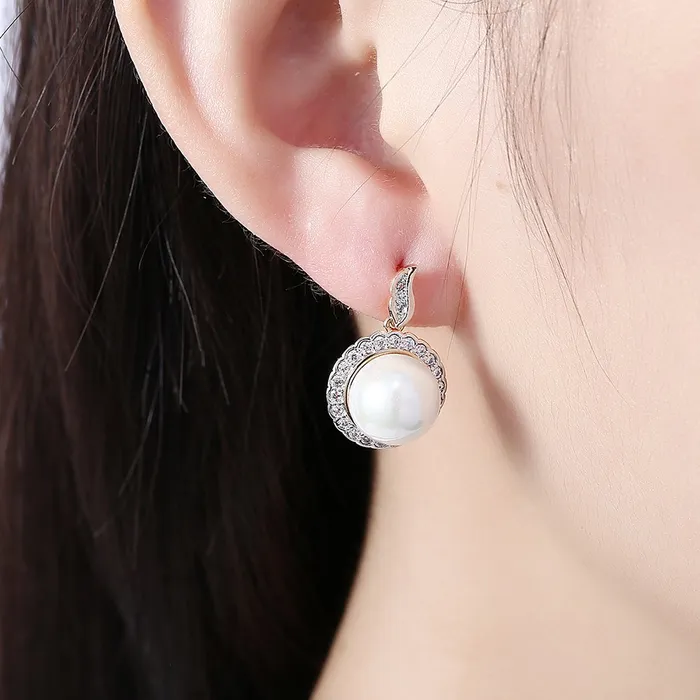 Earrings Yellow Chimes Yellow Chimes A5 Grade Crystal Champagne Gold Plated Pearl Earrings for Women Girls