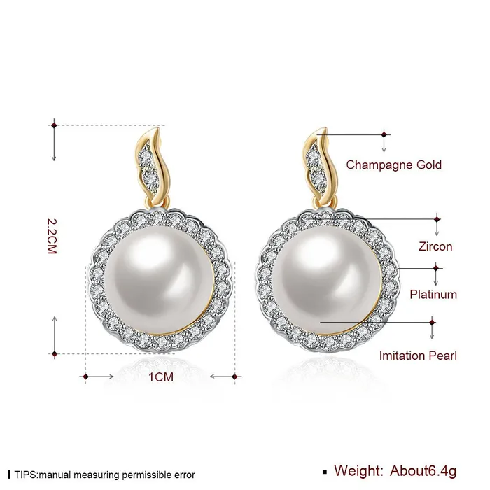 Earrings Yellow Chimes Yellow Chimes A5 Grade Crystal Champagne Gold Plated Pearl Earrings for Women Girls