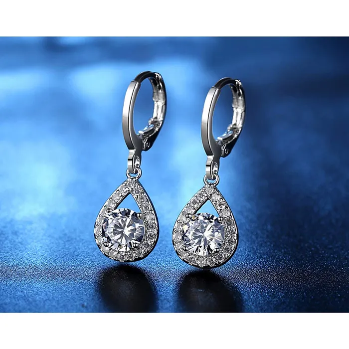 Earrings Yellow Chimes Yellow Chimes A5 Grade Crystal Drop Silver Plated Earrings for Women Girls