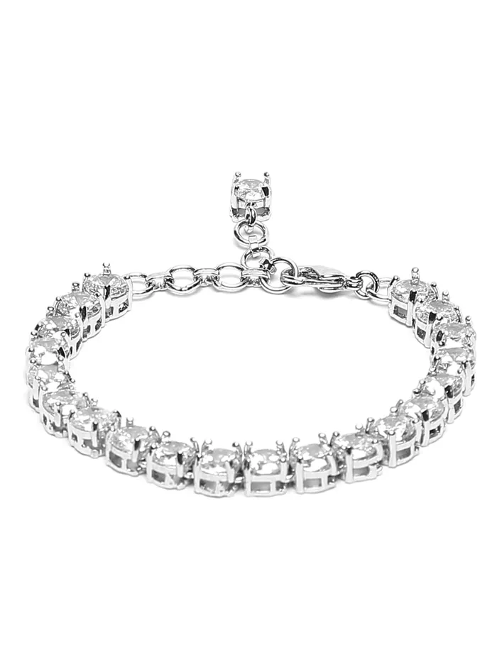 Earrings Yellow Chimes Yellow Chimes AD Bracelet for Women White American Diamond AD Studded Rhodium Plated Handcrafted Bracelet for Women and Girls Earrings Yellow Chimes Yellow Chimes AD Bracelet for Women White American Diamond AD Studded Rhodium Plated Handcrafted Bracelet for Women and Girls