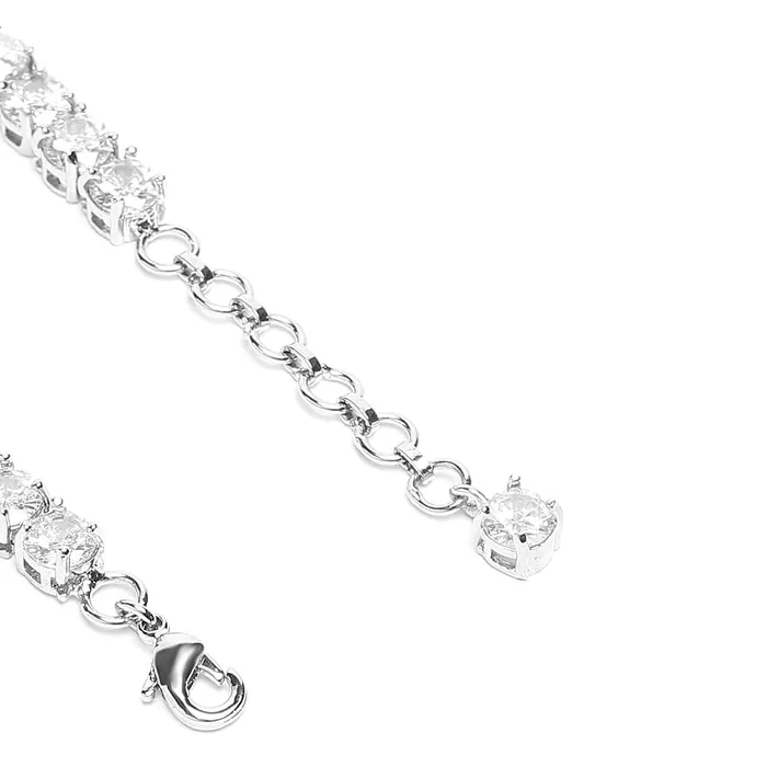Earrings Yellow Chimes Yellow Chimes AD Bracelet for Women White American Diamond AD Studded Rhodium Plated Handcrafted Bracelet for Women and Girls