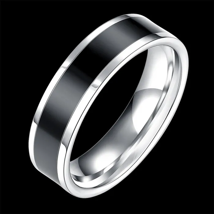 Earrings Yellow Chimes Yellow Chimes Black Silver Rings For Men Pack of 1 Stainless Steel Men Ring Dual Tone Design Black Silver Finger Ring for Boys Ideal Gift For Men and Boys
