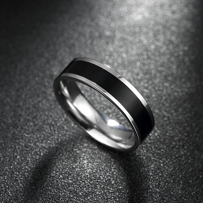 Earrings Yellow Chimes Yellow Chimes Black Silver Rings For Men Pack of 1 Stainless Steel Men Ring Dual Tone Design Black Silver Finger Ring for Boys Ideal Gift For Men and Boys