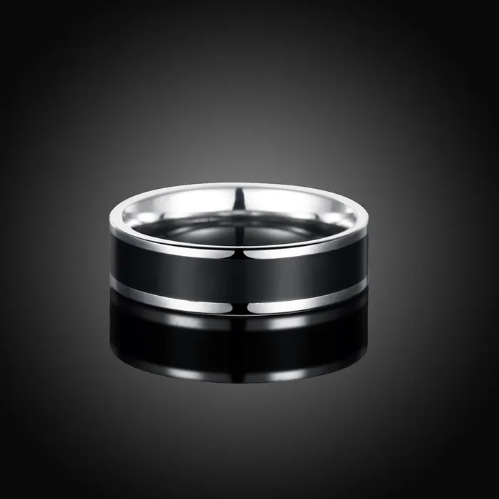 Earrings Yellow Chimes Yellow Chimes Black Silver Rings For Men Pack of 1 Stainless Steel Men Ring Dual Tone Design Black Silver Finger Ring for Boys Ideal Gift For Men and Boys