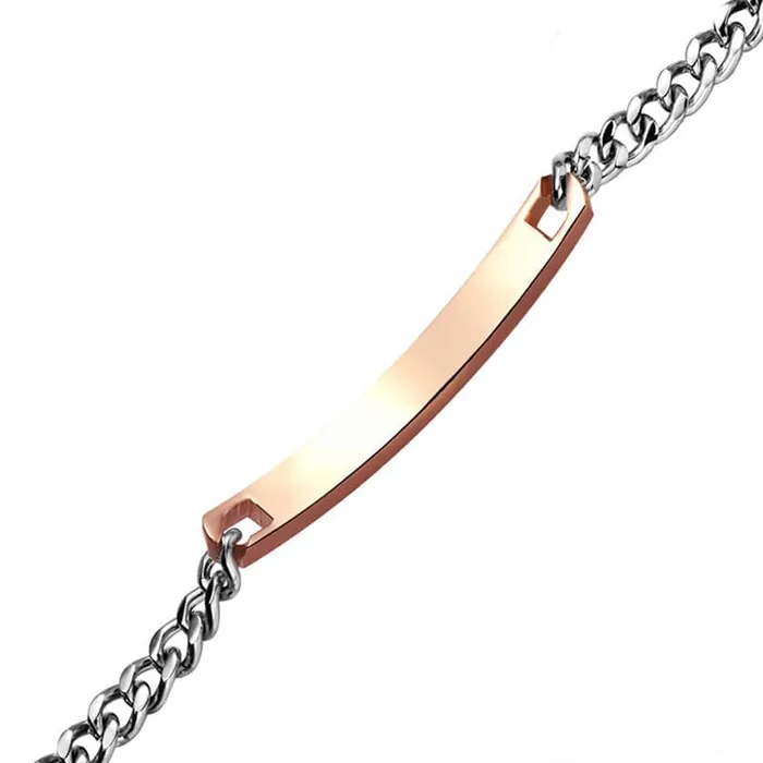Earrings Yellow Chimes Yellow Chimes Bracelet for Women Stainless Steel Rosegold Tag Chain Bracelet for Women and Girls