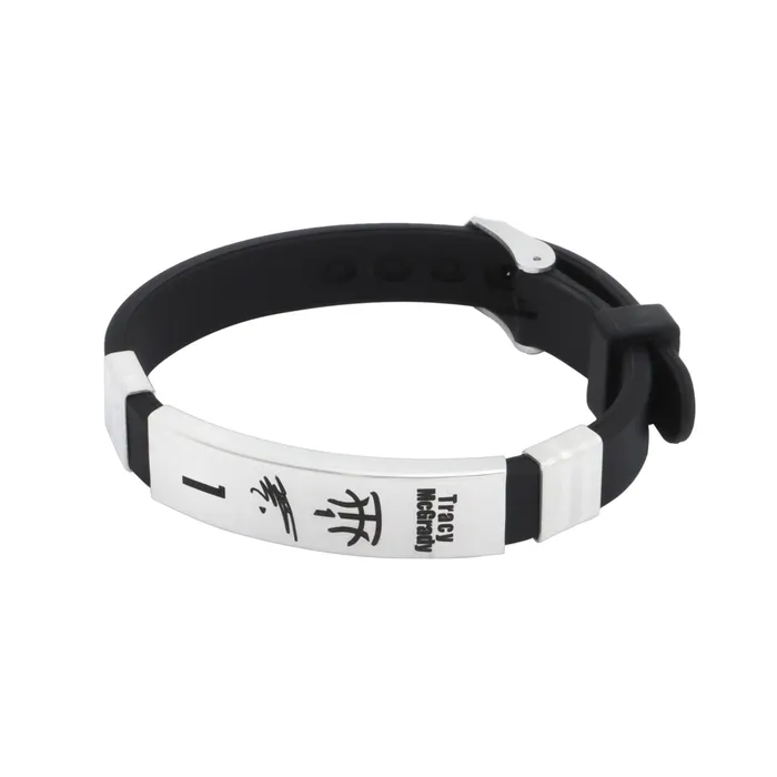 Earrings Yellow Chimes Yellow Chimes Bracelets for Men Boys Silicone Bracelet for Men Stainless Steel Wristbands TRACY MCGRADY Signature Engraved Bracelets Birthday Gift for Men Boys Anniversary Gift for Husband