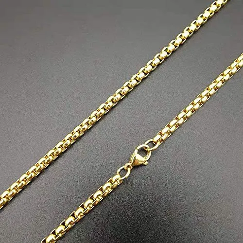 Earrings Yellow Chimes Yellow Chimes Chain for Men and Boys Gold Chain Men Box Neck Chain for Men Gold Plated Stainless Steel Chains for Men Birthday Gift for Men Boys Anniversary Gift for Husband