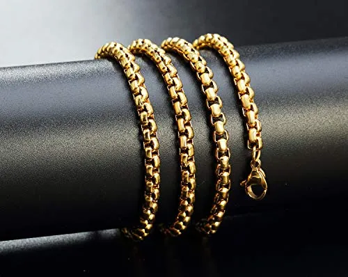Earrings Yellow Chimes Yellow Chimes Chain for Men and Boys Gold Chain Men Box Neck Chain for Men Gold Plated Stainless Steel Chains for Men Birthday Gift for Men Boys Anniversary Gift for Husband