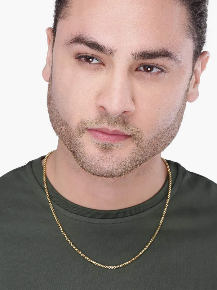 Earrings Yellow Chimes Yellow Chimes Chain for Men and Boys Gold Chain Men Box Neck Chain for Men Gold Plated Stainless Steel Chains for Men Birthday Gift for Men Boys Anniversary Gift for Husband