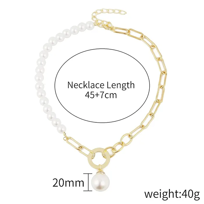 Earrings Yellow Chimes Yellow Chimes Choker Necklace for Women White Pearl Choker Necklace Gold Plated Link Chain Choker Necklace for Women and Girls