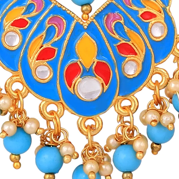 Earrings Yellow Chimes Yellow Chimes Combo 2 Pairs Stylish Meenakari Chandbali Earrings for Women and Girls