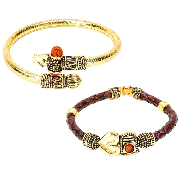 Earrings Yellow Chimes Yellow Chimes Combo of Two Oxidized Gold Shiva Trishul Rudraksha Damroo Kada Bracelet Bangle for Men and Boys Earrings Yellow Chimes Yellow Chimes Combo of Two Oxidized Gold Shiva Trishul Rudraksha Damroo Kada Bracelet Bangle for Men and Boys