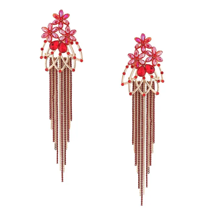 Earrings Yellow Chimes Yellow Chimes Crystal Danglers Earrings for Women Floral Shaped Crystal Red Long Chain Dangler Earrings for Women and Girls Earrings Yellow Chimes Yellow Chimes Crystal Danglers Earrings for Women Floral Shaped Crystal Red Long Chain Dangler Earrings for Women and Girls