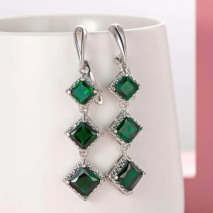 Earrings Yellow Chimes Yellow Chimes Crystal Earrings for Women Silver Plated Green Crystal Drop Danglers Earrings for Women and Girls