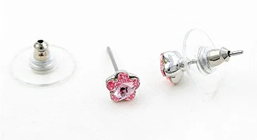 Earrings Yellow Chimes Yellow Chimes Crystals from Swarovski Platinum Plated Flower Crystal Earrings for Women and Girls Light Rose
