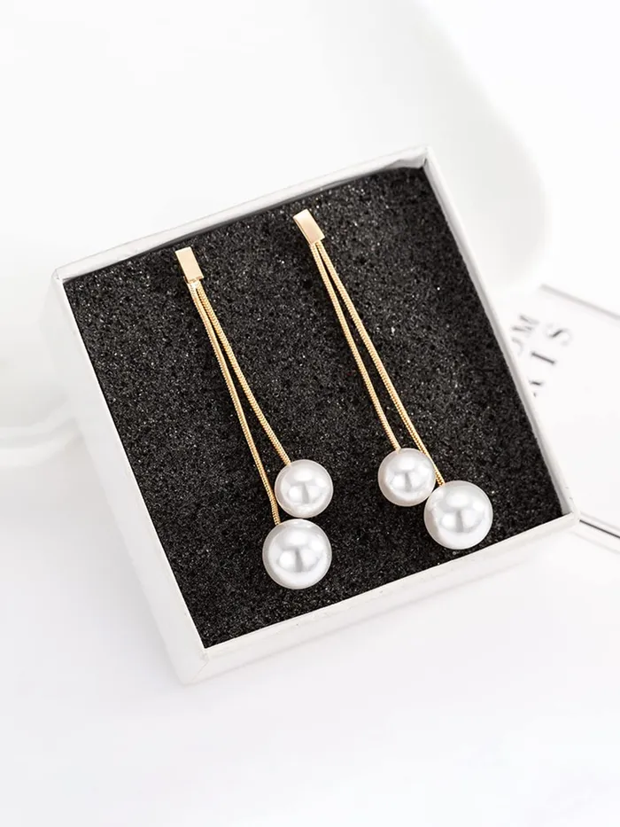 Earrings Yellow Chimes Yellow Chimes Danglers Earrings for Women White Pearl Fashion Earrings for Women Long Chain Gold Plated Dangler Earrings Birthday Gift For Girls Anniversary Gift for Wife