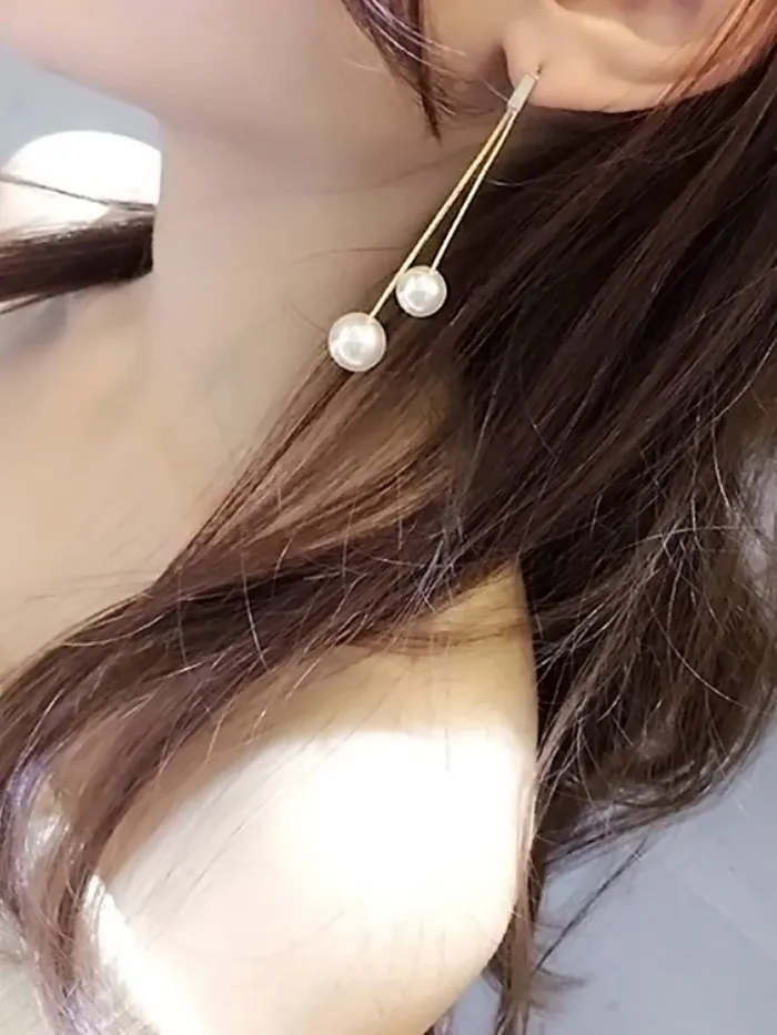 Earrings Yellow Chimes Yellow Chimes Danglers Earrings for Women White Pearl Fashion Earrings for Women Long Chain Gold Plated Dangler Earrings Birthday Gift For Girls Anniversary Gift for Wife