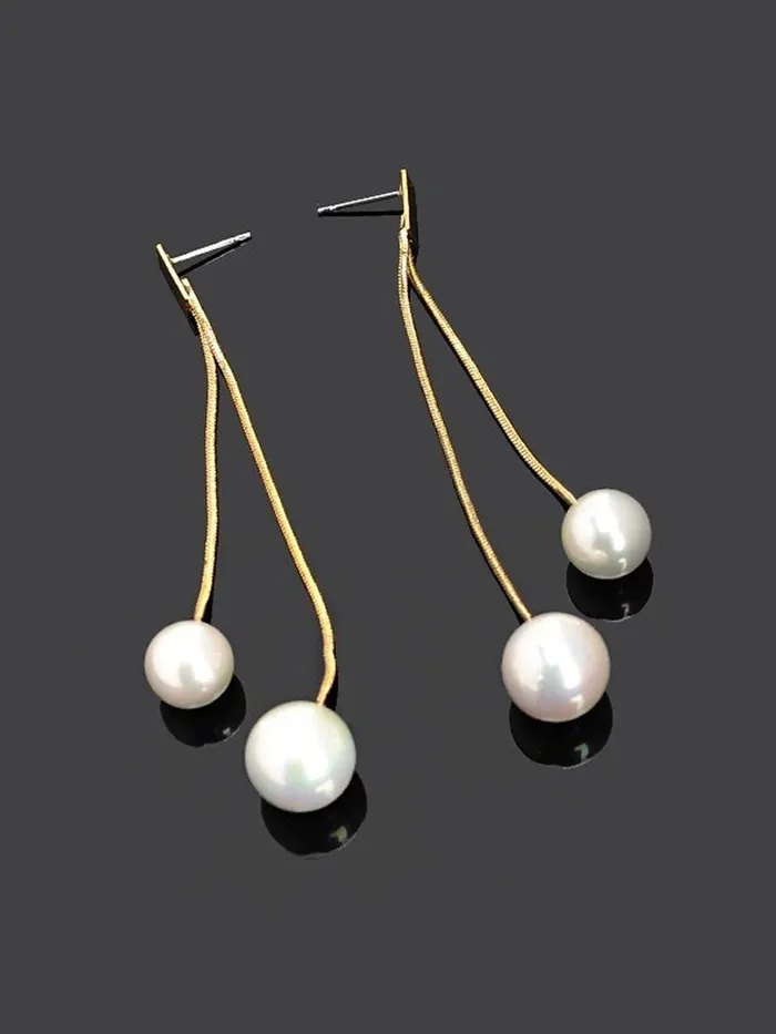 Earrings Yellow Chimes Yellow Chimes Danglers Earrings for Women White Pearl Fashion Earrings for Women Long Chain Gold Plated Dangler Earrings Birthday Gift For Girls Anniversary Gift for Wife