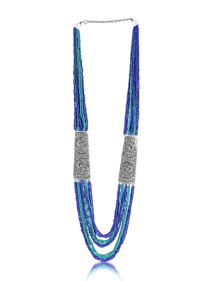 Earrings Yellow Chimes Yellow Chimes Designer Artistic Handmade Afghani Tibetan Style German Silver Oxidized Mulit Layer Beads Long Necklace Women and Girls Blue Earrings Yellow Chimes Yellow Chimes Designer Artistic Handmade Afghani Tibetan Style German Silver Oxidized Mulit Layer Beads Long Necklace Women and Girls Blue