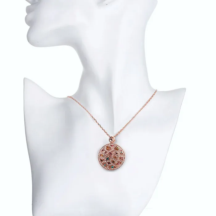 Earrings Yellow Chimes Yellow Chimes Designer Circle 18K Rose Gold Plated Swiss Zircon Pendant for Women and Girls