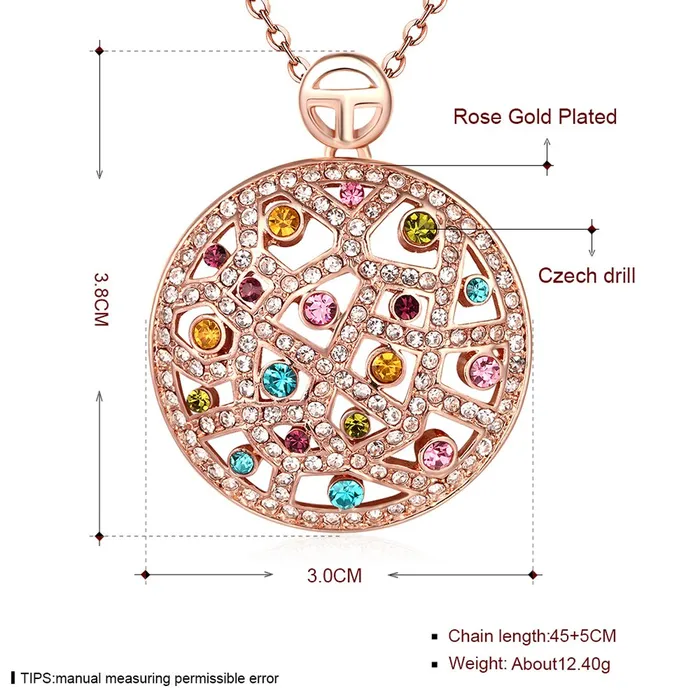 Earrings Yellow Chimes Yellow Chimes Designer Circle 18K Rose Gold Plated Swiss Zircon Pendant for Women and Girls