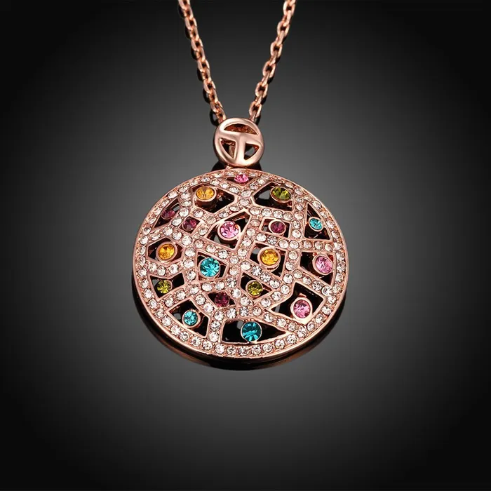 Earrings Yellow Chimes Yellow Chimes Designer Circle 18K Rose Gold Plated Swiss Zircon Pendant for Women and Girls