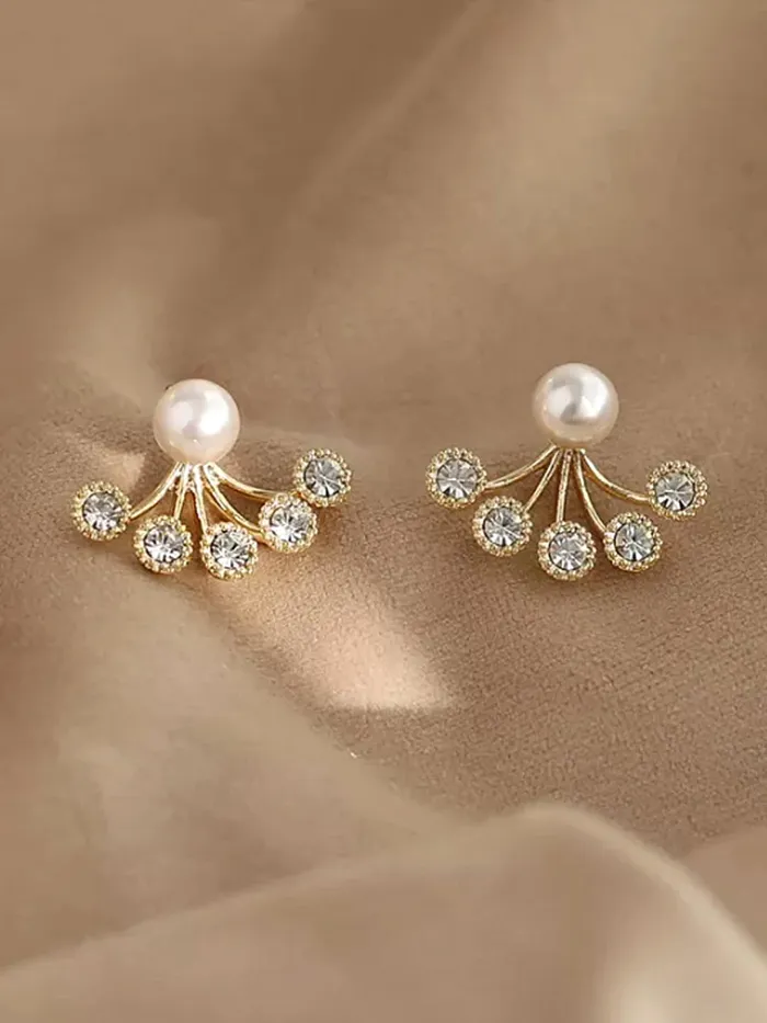 Earrings Yellow Chimes Yellow Chimes Earrings for Women and Girls Studs for Girls Gold Plated White Crystal Studded Stud Earrings Birthday Gift for girls and women Anniversary Gift for Wife