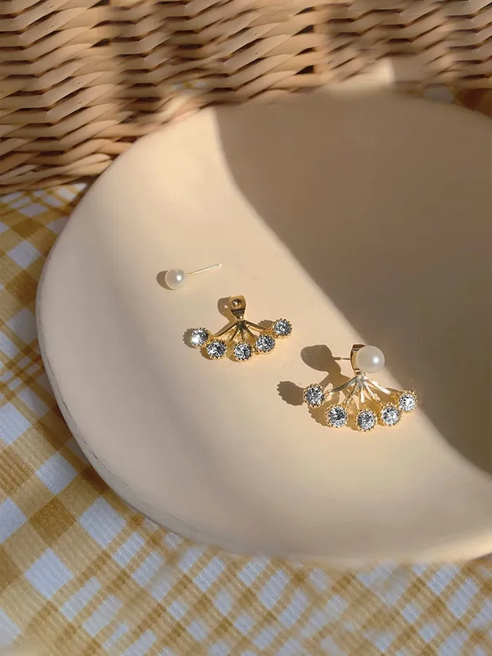Earrings Yellow Chimes Yellow Chimes Earrings for Women and Girls Studs for Girls Gold Plated White Crystal Studded Stud Earrings Birthday Gift for girls and women Anniversary Gift for Wife