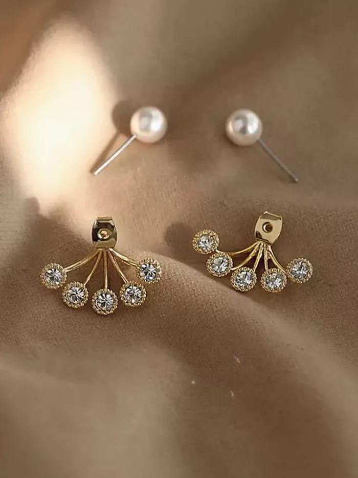 Earrings Yellow Chimes Yellow Chimes Earrings for Women and Girls Studs for Girls Gold Plated White Crystal Studded Stud Earrings Birthday Gift for girls and women Anniversary Gift for Wife
