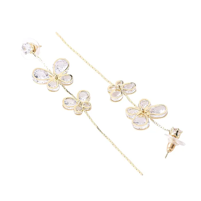 Earrings Yellow Chimes Yellow Chimes Earrings For Women Gold Tone Crystal Studded Butterfly Linear Chain Dangler Earrings For Women and Girls