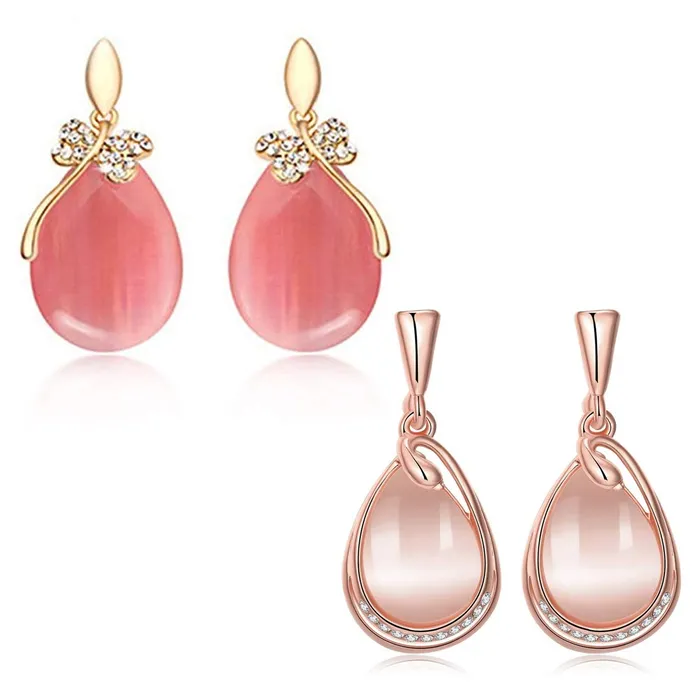 Earrings Yellow Chimes Yellow Chimes Elegant Combo of 2 Pairs Rosegold Plated Opal Crystal Drop Earrings for Women and Girls Earrings Yellow Chimes Yellow Chimes Elegant Combo of 2 Pairs Rosegold Plated Opal Crystal Drop Earrings for Women and Girls