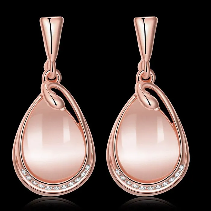 Earrings Yellow Chimes Yellow Chimes Elegant Combo of 2 Pairs Rosegold Plated Opal Crystal Drop Earrings for Women and Girls