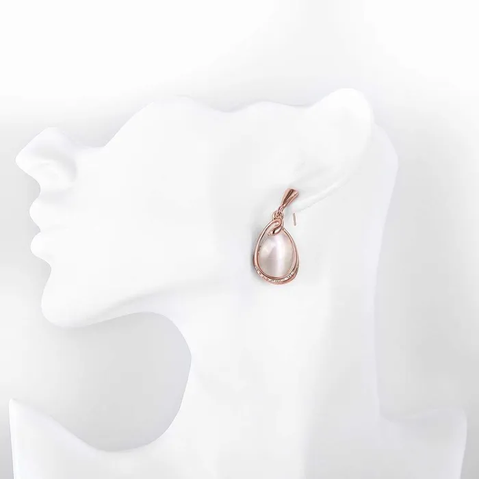Earrings Yellow Chimes Yellow Chimes Elegant Combo of 2 Pairs Rosegold Plated Opal Crystal Drop Earrings for Women and Girls