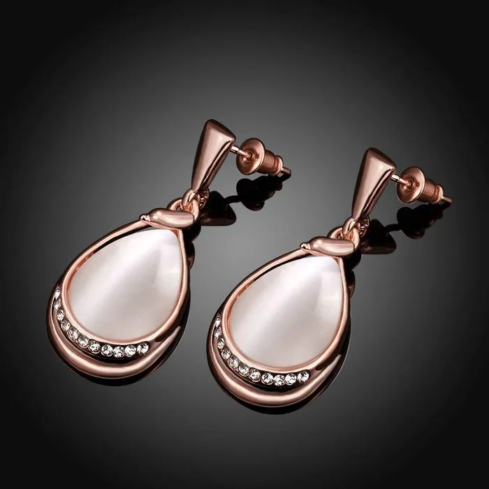 Earrings Yellow Chimes Yellow Chimes Elegant Combo of 2 Pairs Rosegold Plated Opal Crystal Drop Earrings for Women and Girls