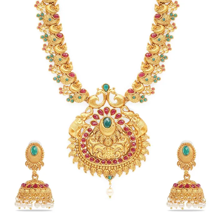 Earrings Yellow Chimes Yellow Chimes Ethnic Jewellery Set Gold Plated Peacock Jewelry Set Traditional Antique Ruby Necklace Set For Women Girls Earrings Yellow Chimes Yellow Chimes Ethnic Jewellery Set Gold Plated Peacock Jewelry Set Traditional Antique Ruby Necklace Set For Women Girls
