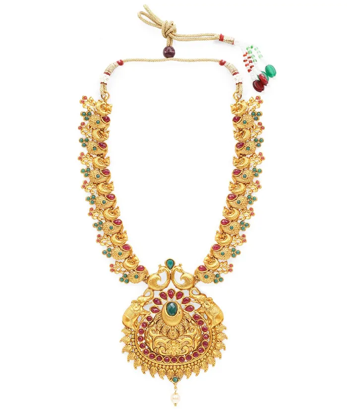 Earrings Yellow Chimes Yellow Chimes Ethnic Jewellery Set Gold Plated Peacock Jewelry Set Traditional Antique Ruby Necklace Set For Women Girls