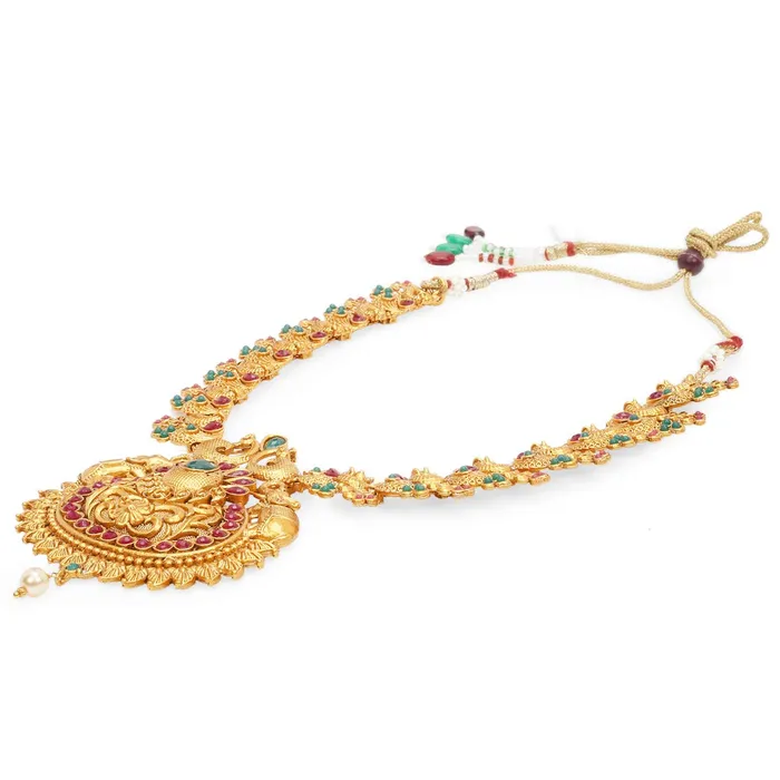 Earrings Yellow Chimes Yellow Chimes Ethnic Jewellery Set Gold Plated Peacock Jewelry Set Traditional Antique Ruby Necklace Set For Women Girls