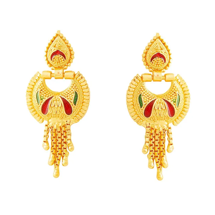 Earrings Yellow Chimes Yellow Chimes Ethnic One Gram Gold Designer Antique Golden Traditional Choker Necklace with Earrings Jewellery Set for Women Girls