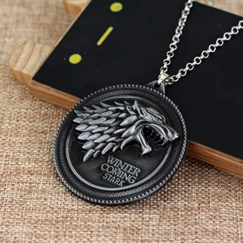 Earrings Yellow Chimes Yellow Chimes Game of Thrones Unisex Pendant for Boys and Girls Wolf Silver