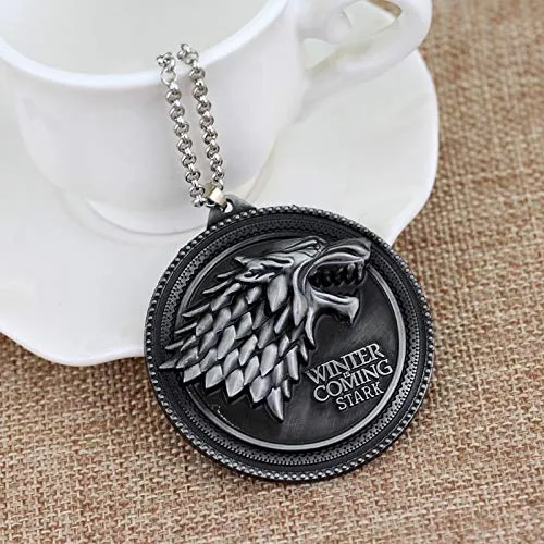 Earrings Yellow Chimes Yellow Chimes Game of Thrones Unisex Pendant for Boys and Girls Wolf Silver