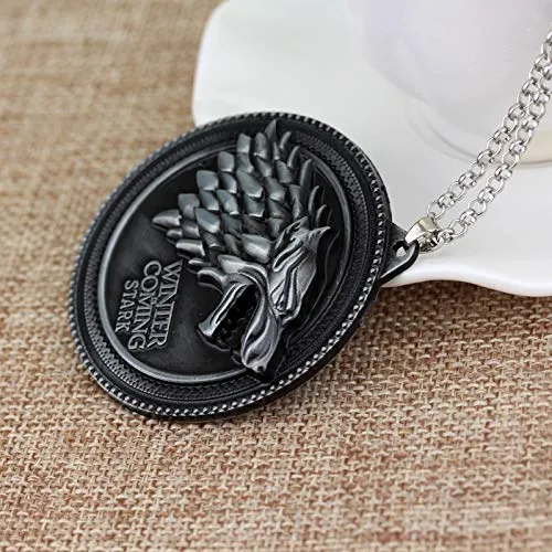 Earrings Yellow Chimes Yellow Chimes Game of Thrones Unisex Pendant for Boys and Girls Wolf Silver