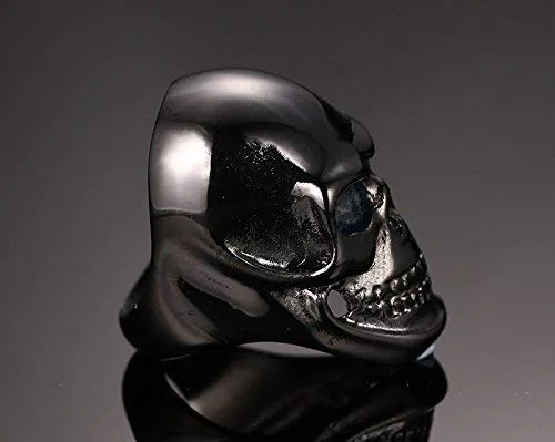 Earrings Yellow Chimes Yellow Chimes Gothic Bikers Fiery Skull Black Metal Finger Ring for Men and Boys