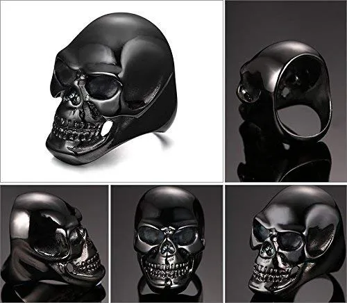Earrings Yellow Chimes Yellow Chimes Gothic Bikers Fiery Skull Black Metal Finger Ring for Men and Boys