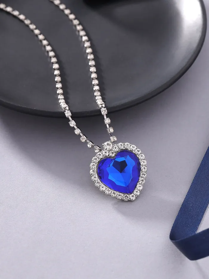 Earrings Yellow Chimes Yellow Chimes Heart Pendant for Women Valentines Special The Blue Ocean Heart Pendant Austrian Crystal Pendant for Women and Girls Valentine Gift for Girls